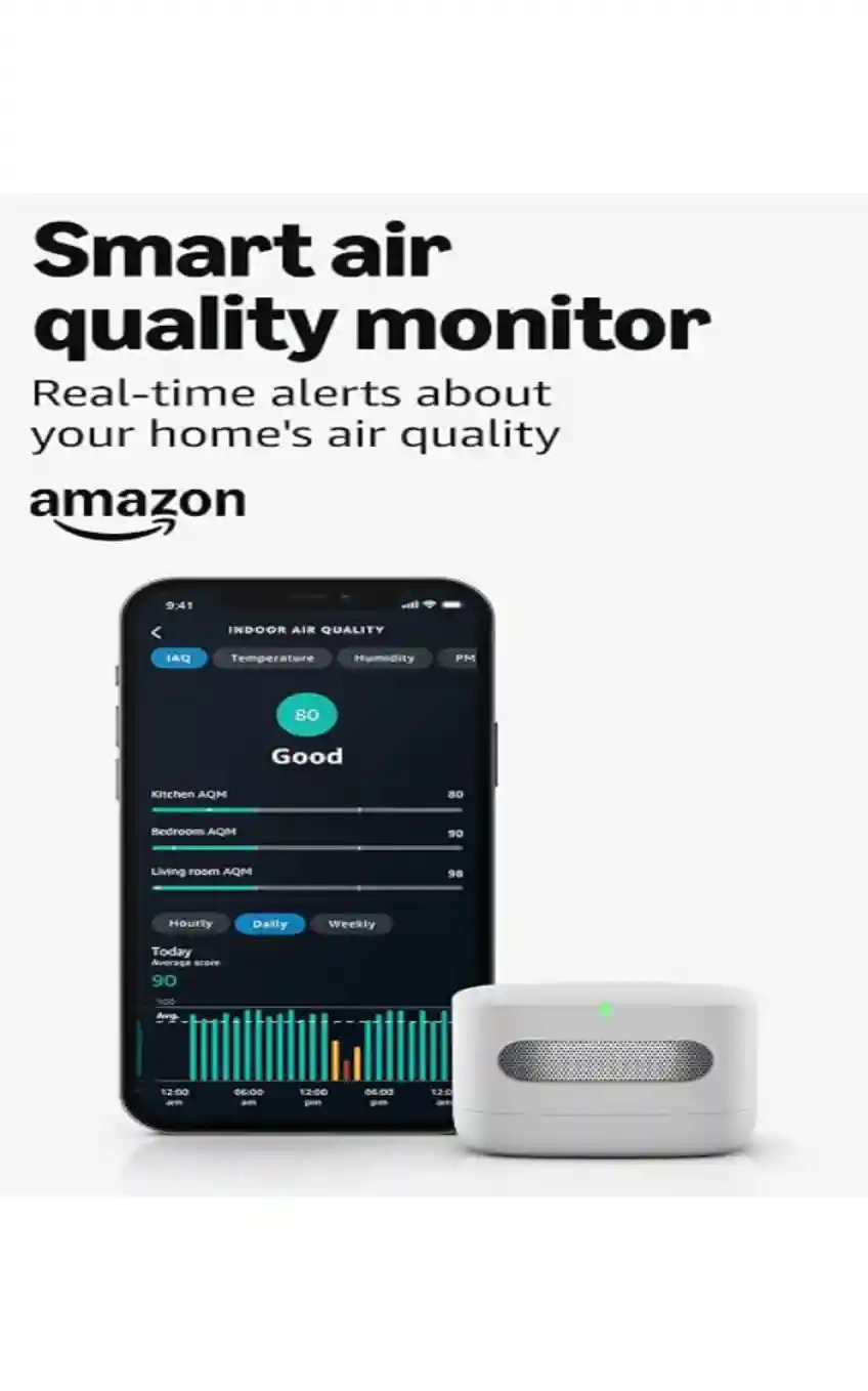 Amazon Smart Air Quality Monitor Pack of 2 Works with Alexa Indoor Tracking