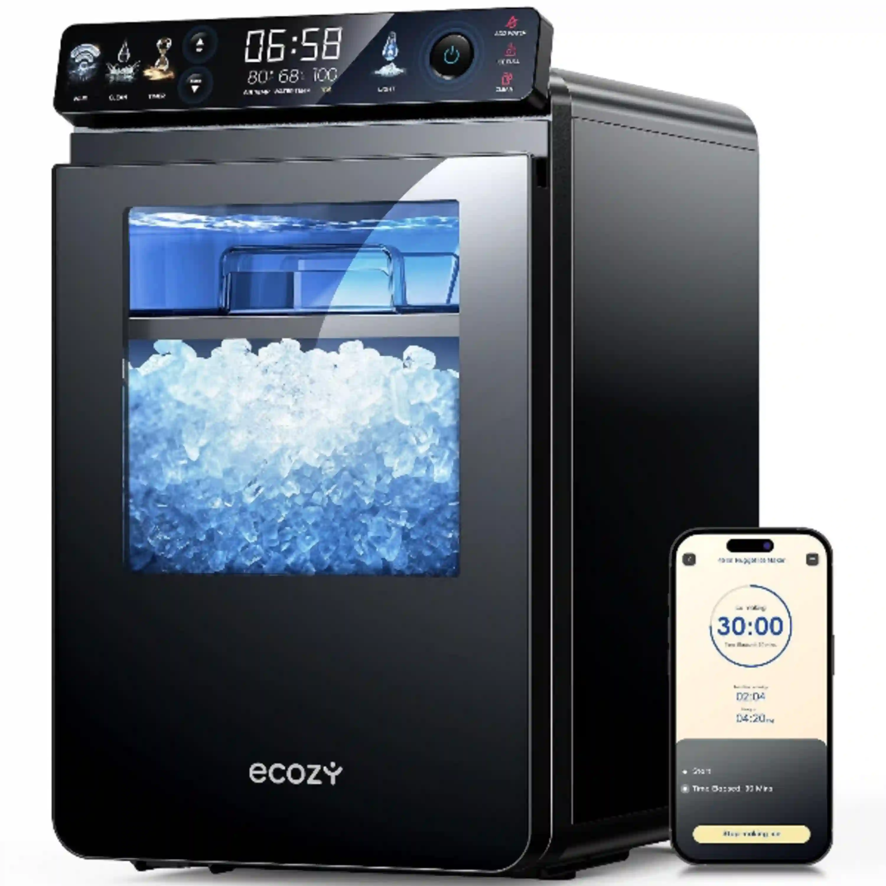 ecozy Nugget Ice Maker Countertop Smart Ice Machine with App Control