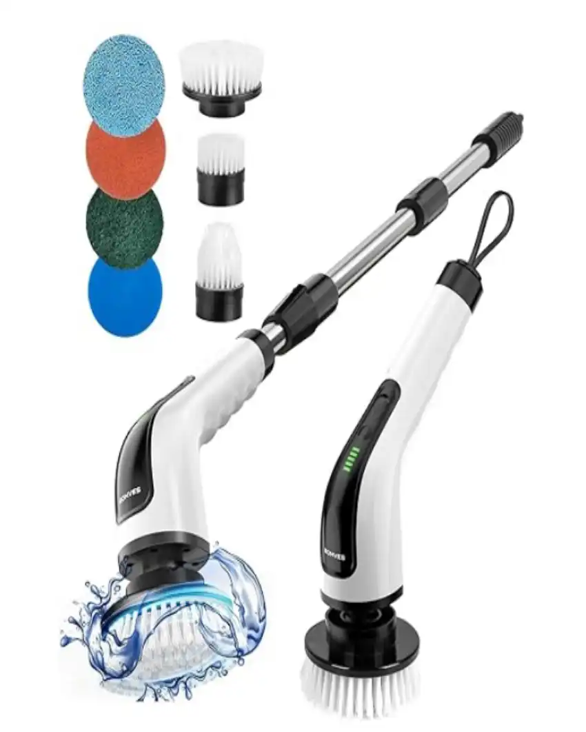 Bomves Electric Spin Scrubber Cordless Power Shower Cleaning Brush with Long Extension Handle
