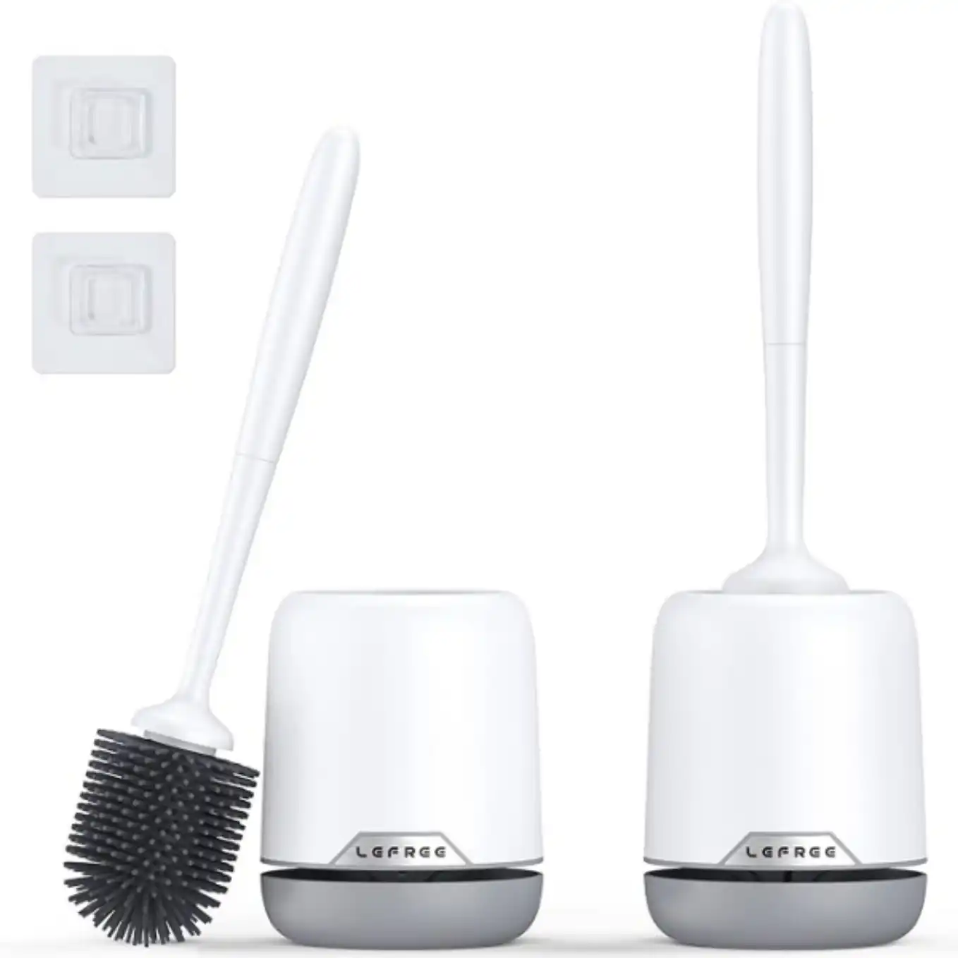 Lefree 2 Pack Silicone Toilet Bowl Brush and Holder Set with Ventilated Base