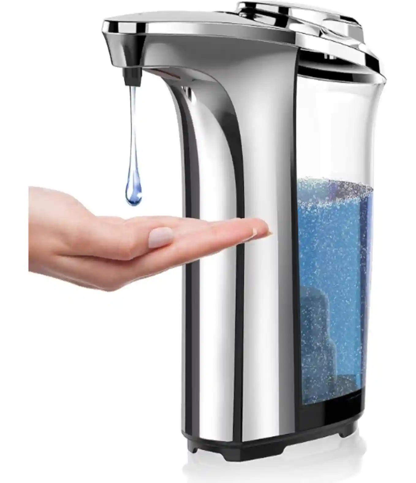 PZOTRUF Automatic Soap Dispenser 17oz Touchless Liquid Dish Soap Dispenser Silver Aluminum