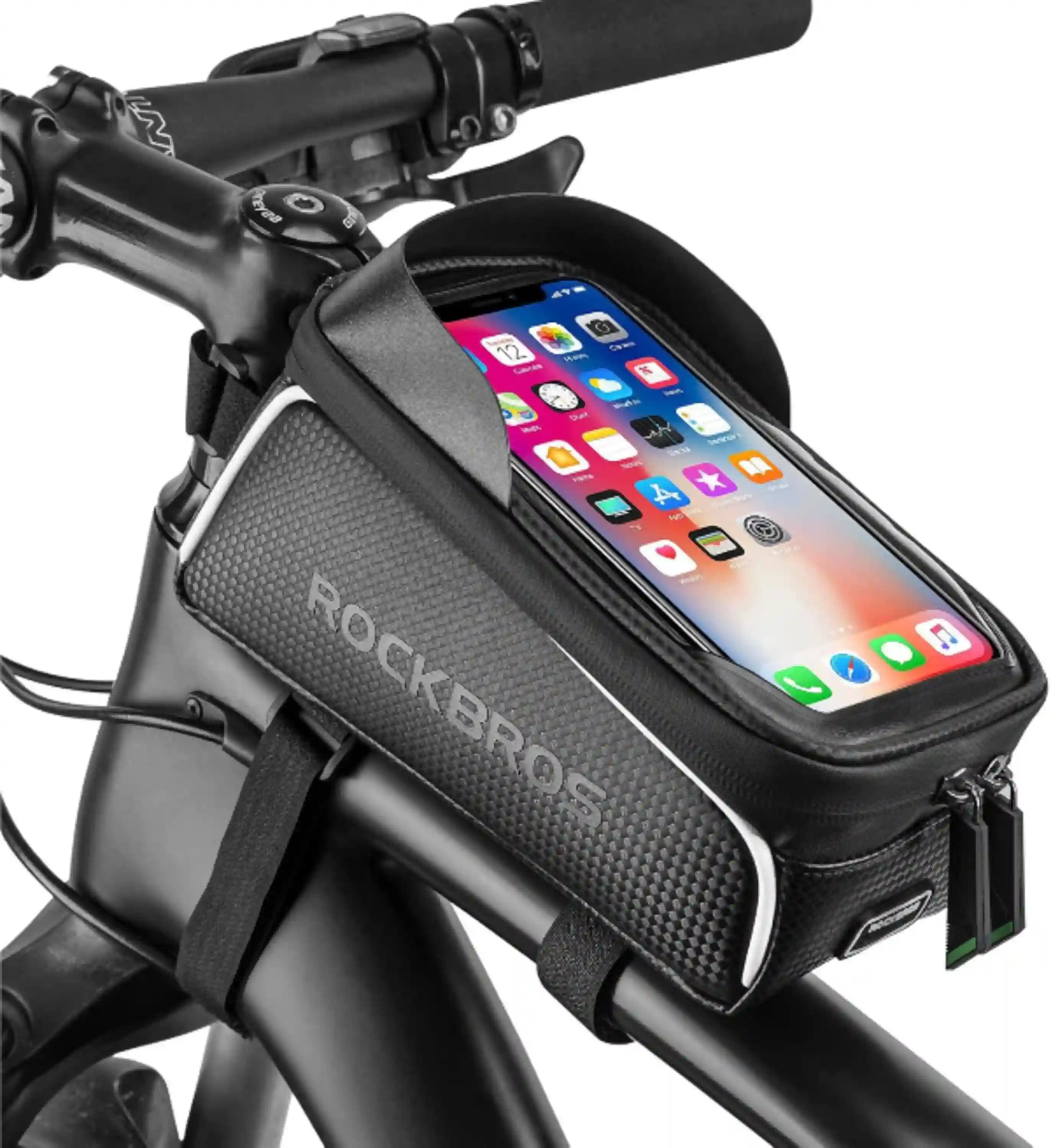 ROCKBROS Bike Front Frame Bag Waterproof Cycling Tube Pouch for Smartphones