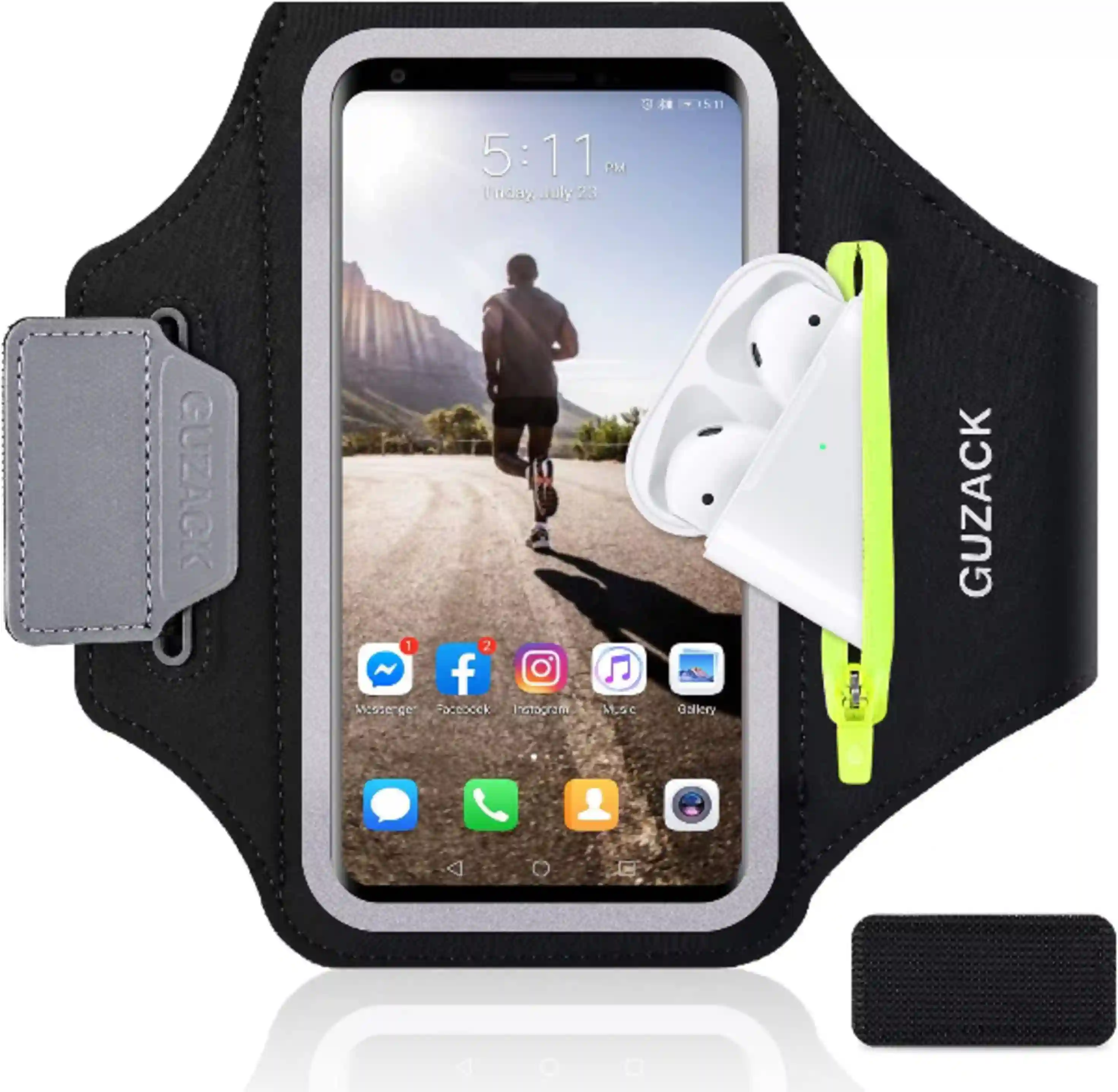 GUZACK Running Armband for iPhone and Galaxy Phones with Card Slot and Key Zipper Pockets