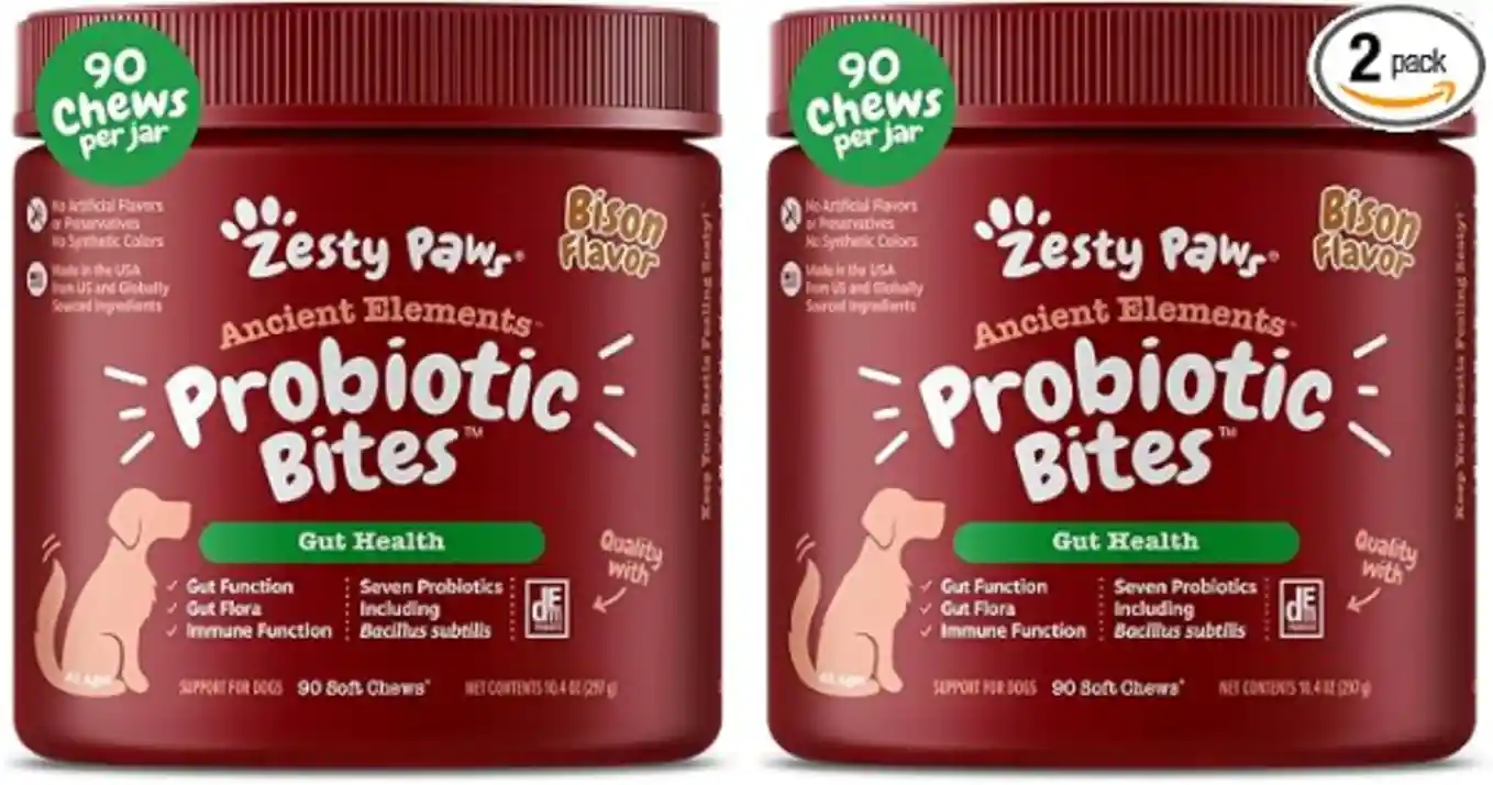 Zesty Paws Probiotics for Dogs Gut Health Digestive Enzymes 90 Ct 2 Pack