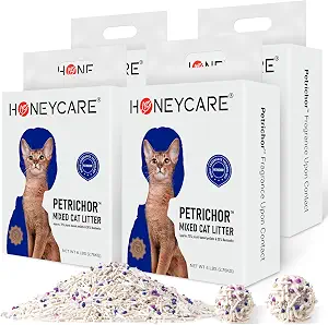 HONEY CARE Petrichor Mix Cat Litter Tofu & Bentonite Pellets 24 lbs (6 lbs x 4)