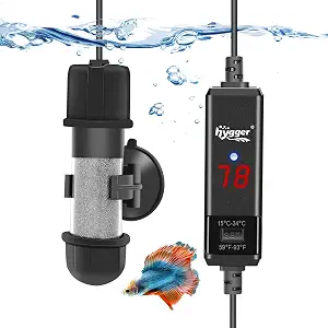 hygger Small Aquarium Betta Heater, Submersible Fish Tank Heater with LED Digital Display (Black, 10W)