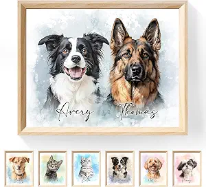 PAWSARTIZE Custom Pet Portrait – Hand-Painted Portrait from Your Photo (Classic, 8" x 10")