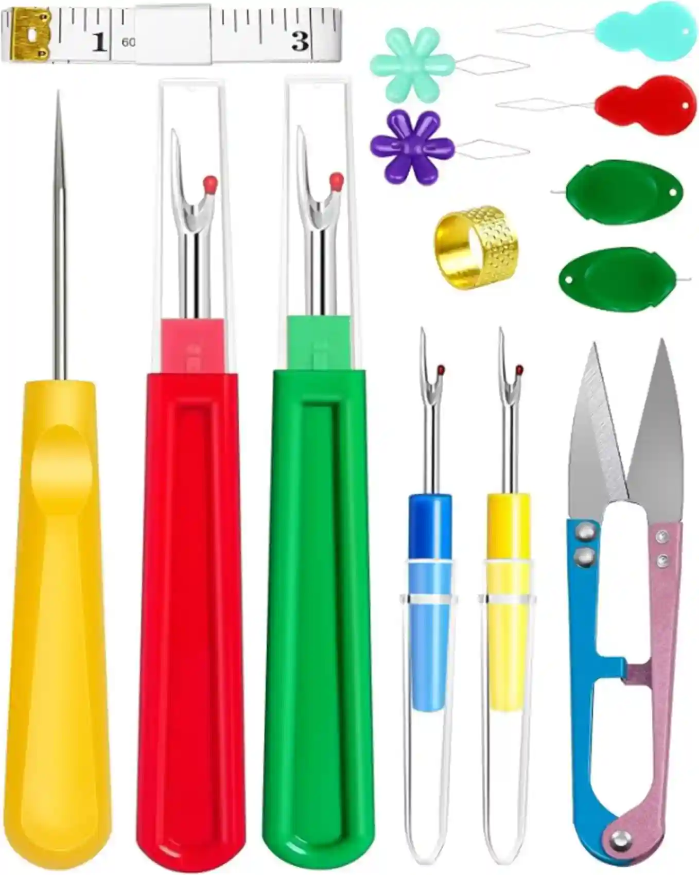 FIVEIZERO Seam Rippers Sewing Kit Stitch Remover Tools Needle Threaders Tailors Awl Thread Snips