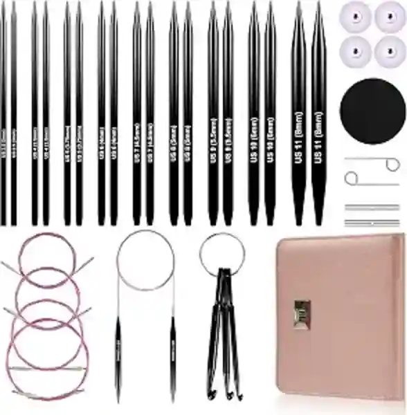 Froggod Interchangeable Circular Knitting Needles Set Nine Pair Aluminum Needles Four Cables Storage Case