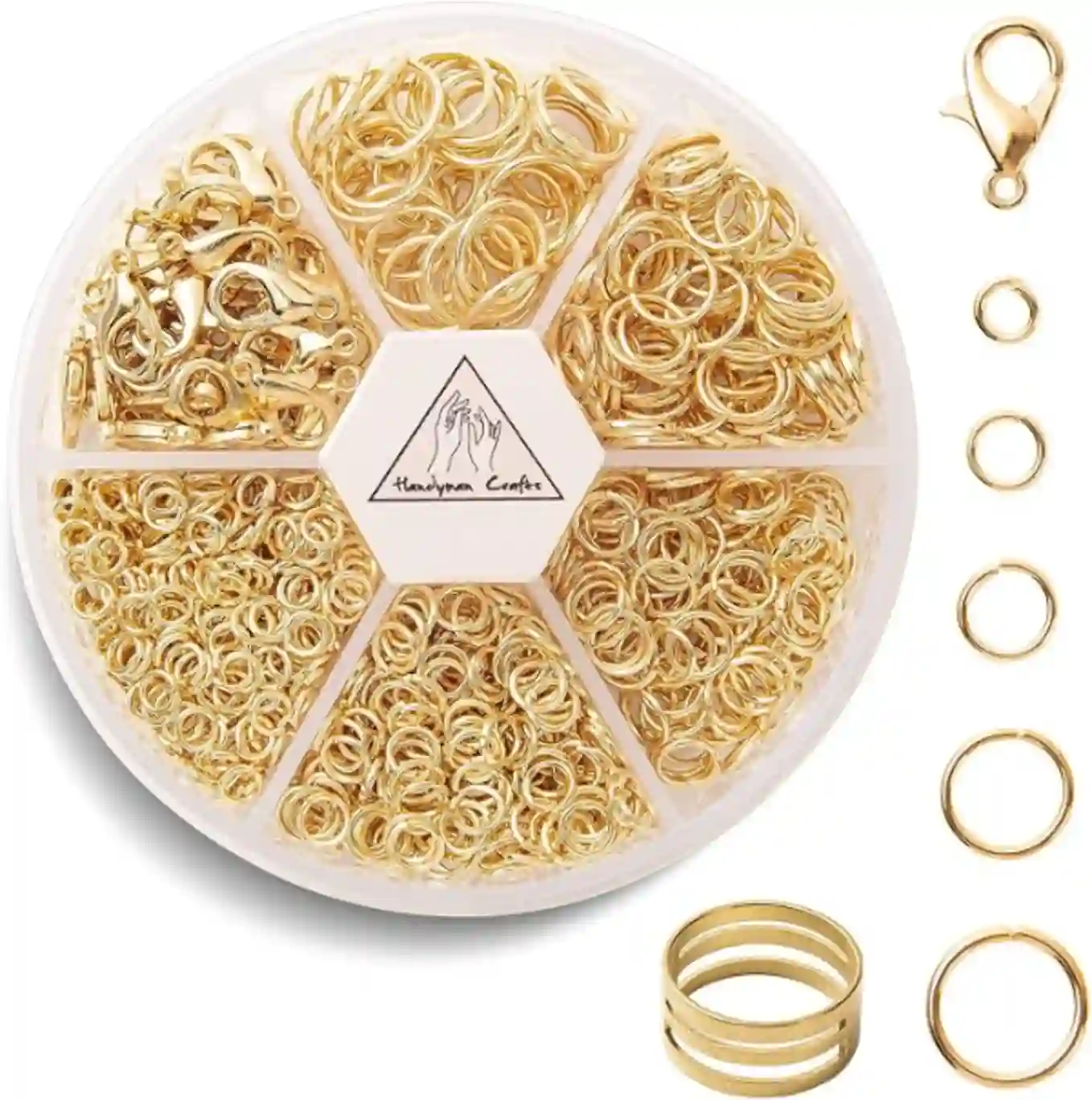 Handyman Crafts Jump Rings Kit 1000Pcs Open Jump Rings 40Pcs Lobster Clasps Opener Gold