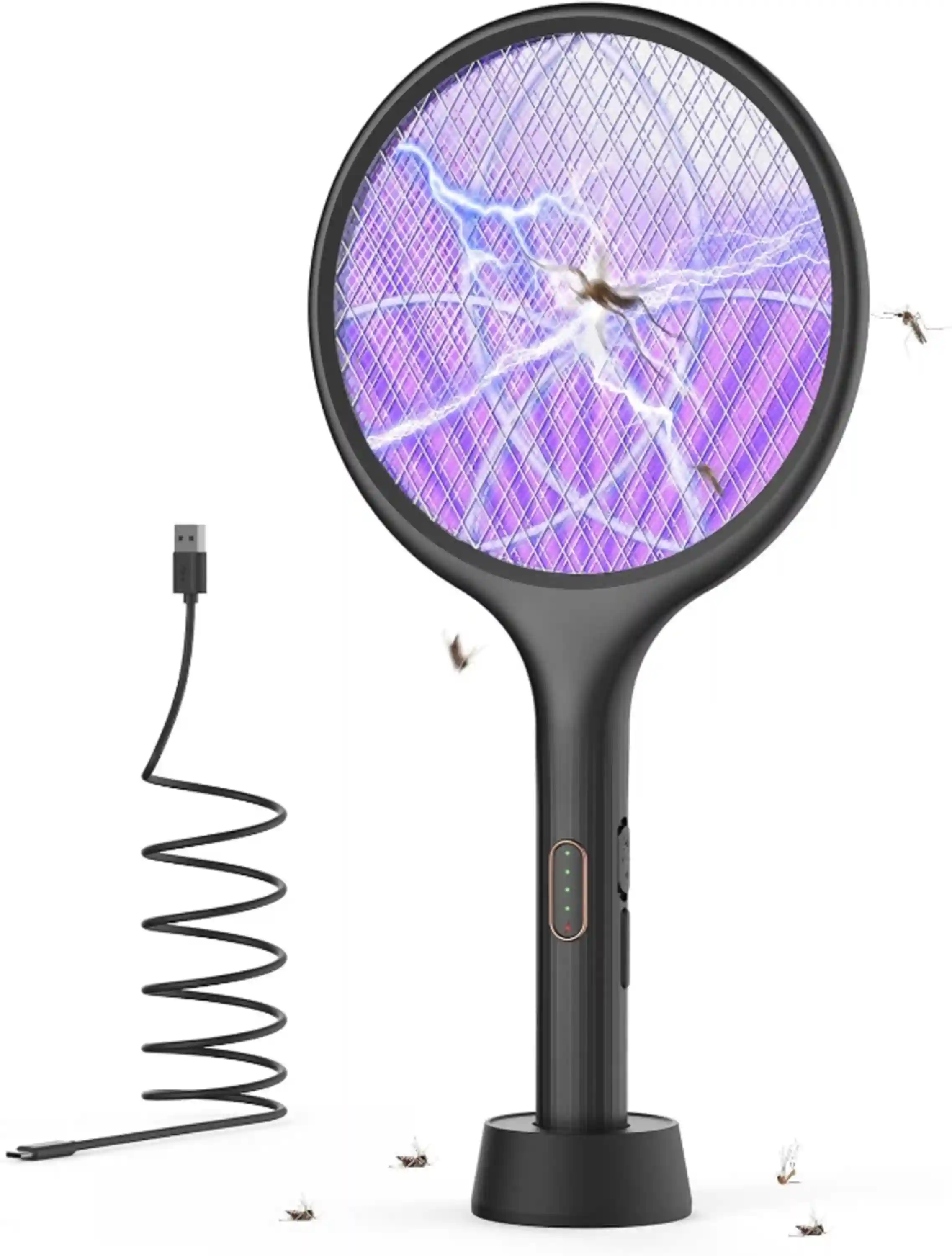 YISSVIC Electric Fly Swatter 4000V Bug Zapper Racket Dual Mode (1, Black)