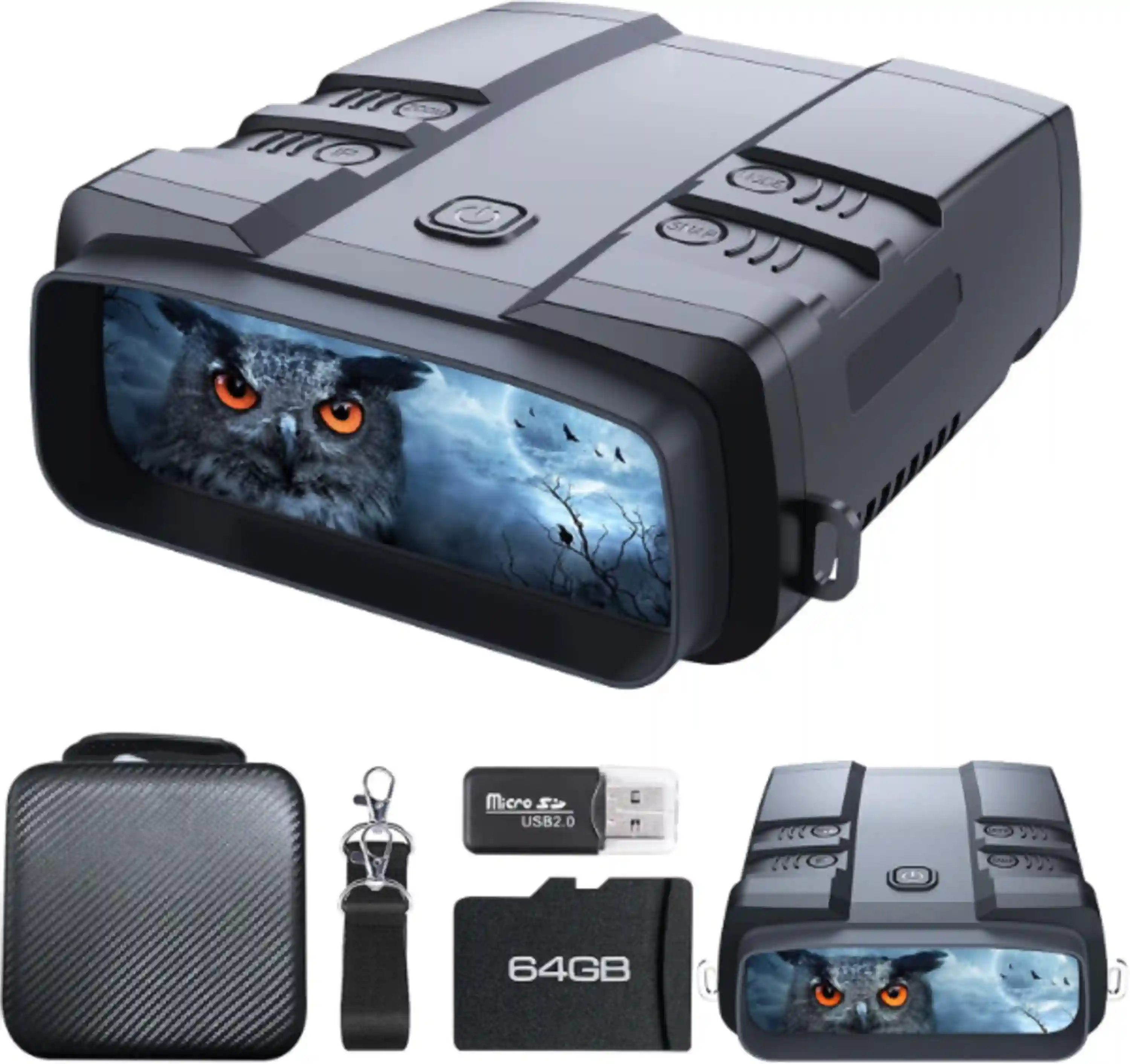 4K Night Vision Goggles Binoculars with Focusable IR, Carbon Black