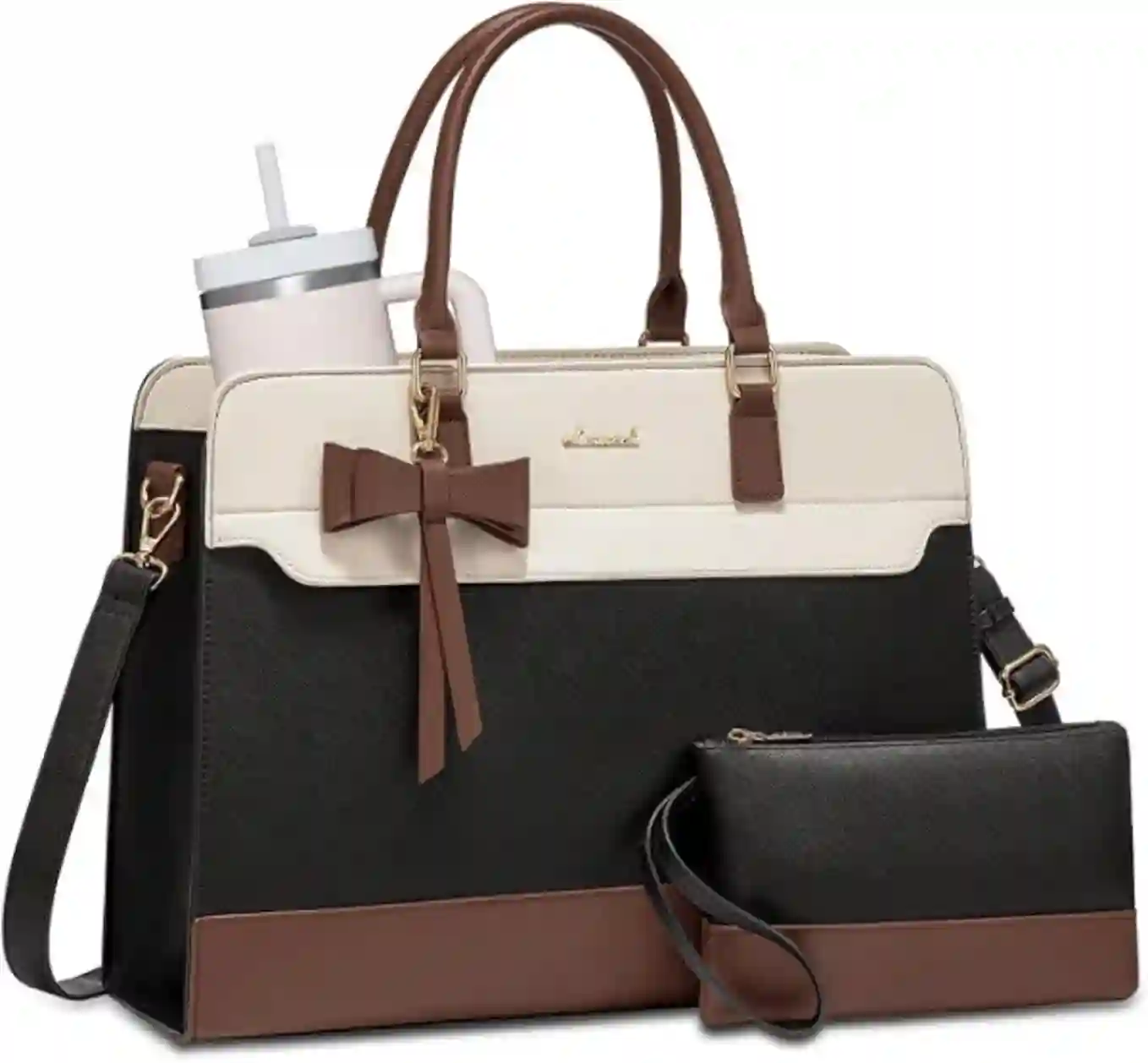 LOVEVOOK Laptop Tote Bag for Women Waterproof Leather Work Business Briefcase Handbag
