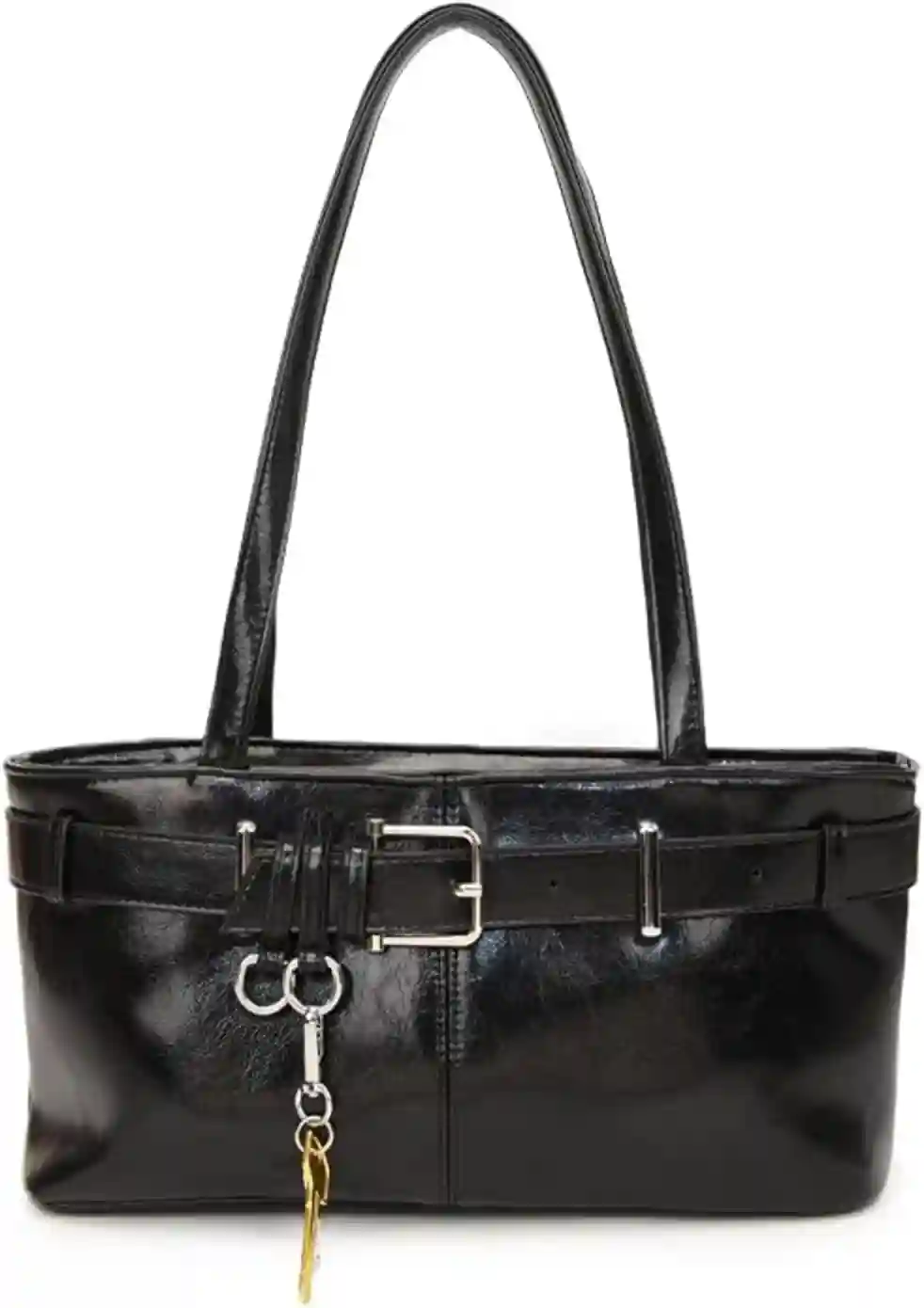 Y2K Vintage Underarm Shoulder Bag Chic PU Leather Satchel Handbag with Statement Buckle
