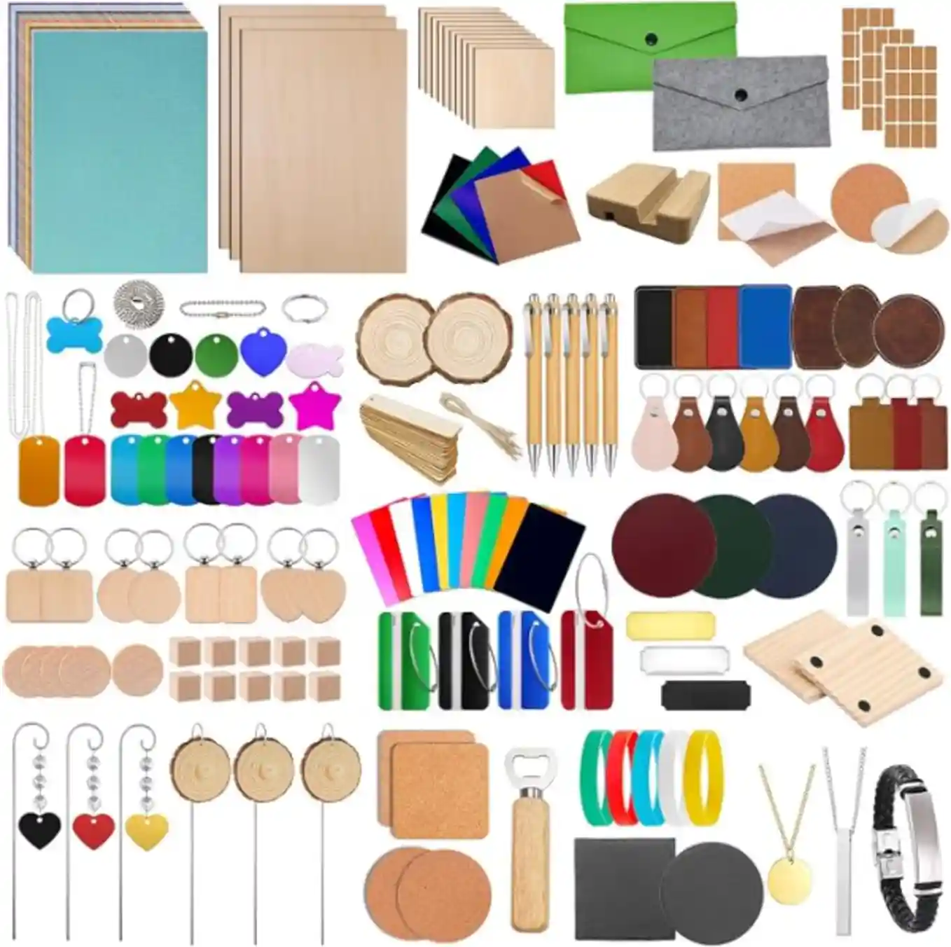 Leafcraft 218PCS Laser Engraving Material Explore Kit 31 Kinds Laser Cutting Accessories