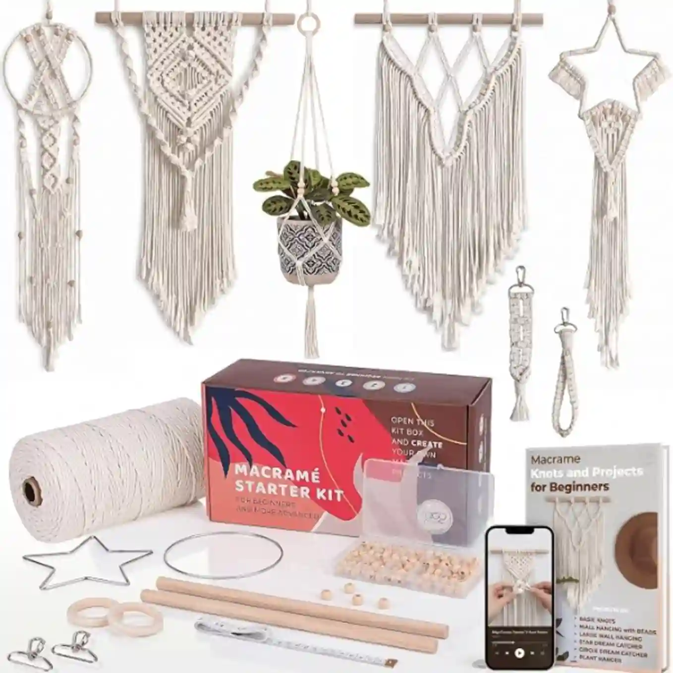 MIGO Creates Macrame Kit for Adults Beginners with 112 Supplies and Project Book