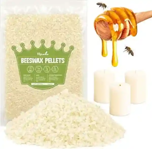 VIPwax White Beeswax Pellets One Pound Natural Organic Wax for Candle Making and DIY Skincare