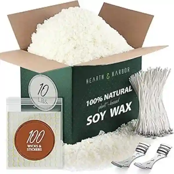 Hearth & Harbor Pure Soy Wax Flakes Ten Pound Candle Making Kit with Cotton Wicks