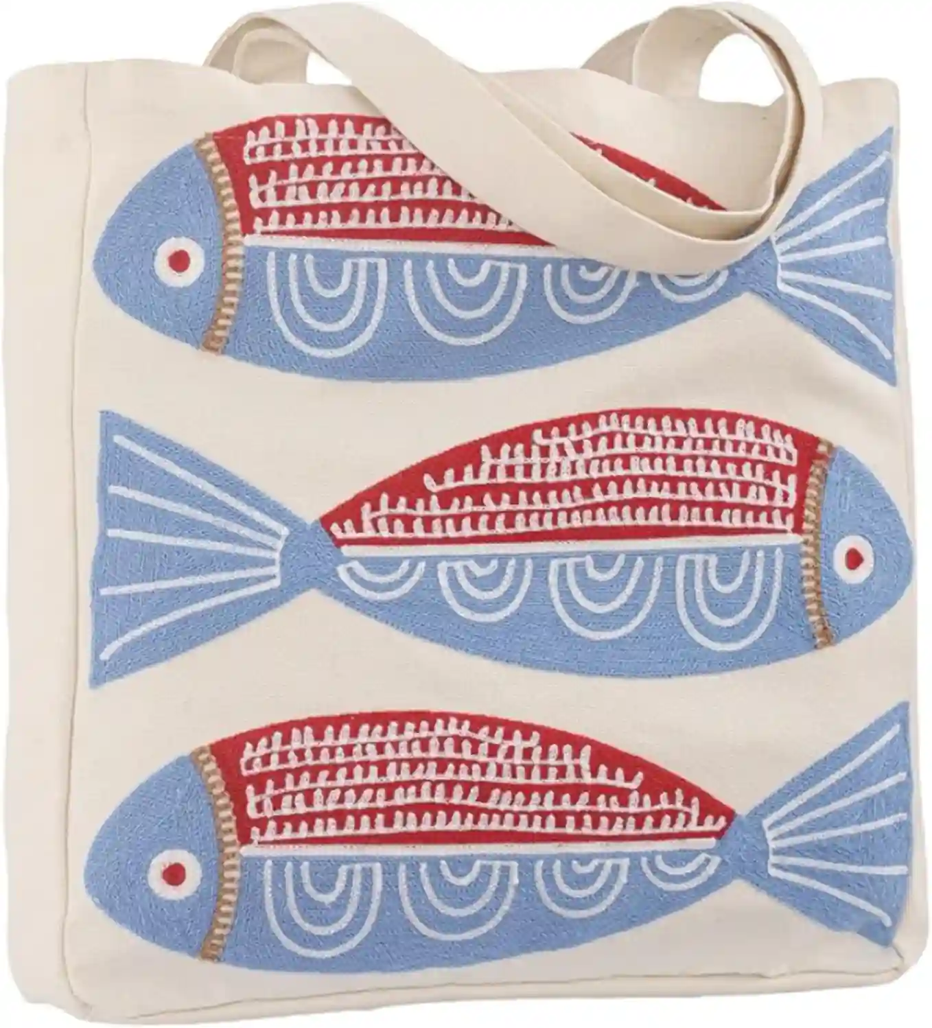 Summer Beach Embroidery Canvas Tote Bag Reusable Shoulder Bag with Magnetic Buckle
