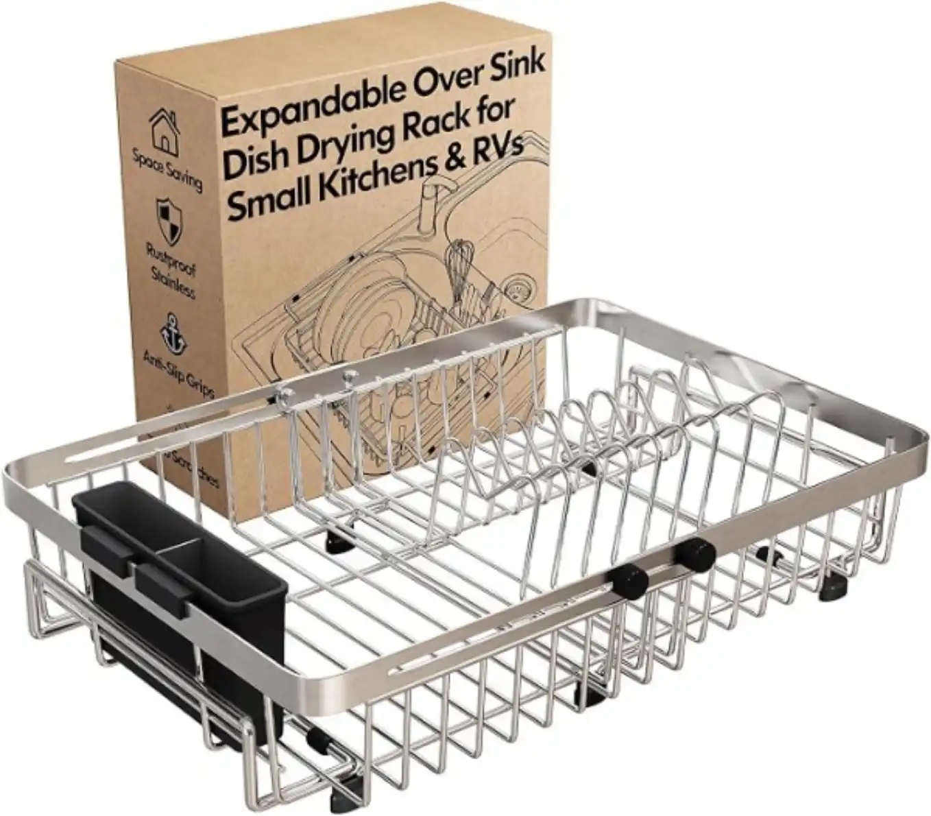 MAJALiS Expandable Stainless Steel Over The Sink Dish Drying Rack