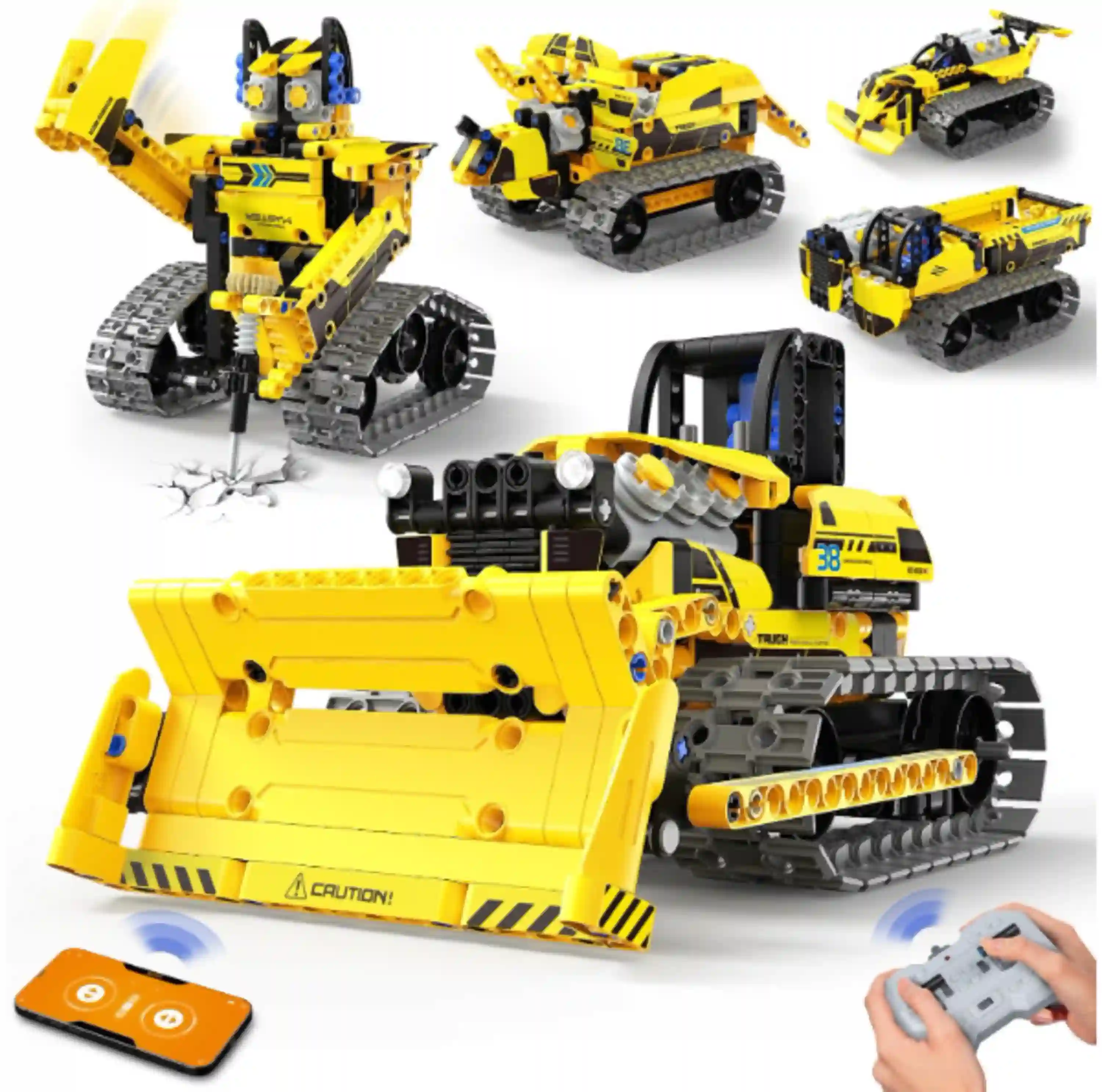 LECPOP 5-in-1 Bulldozer Robot Toy Building Sets STEM Gift