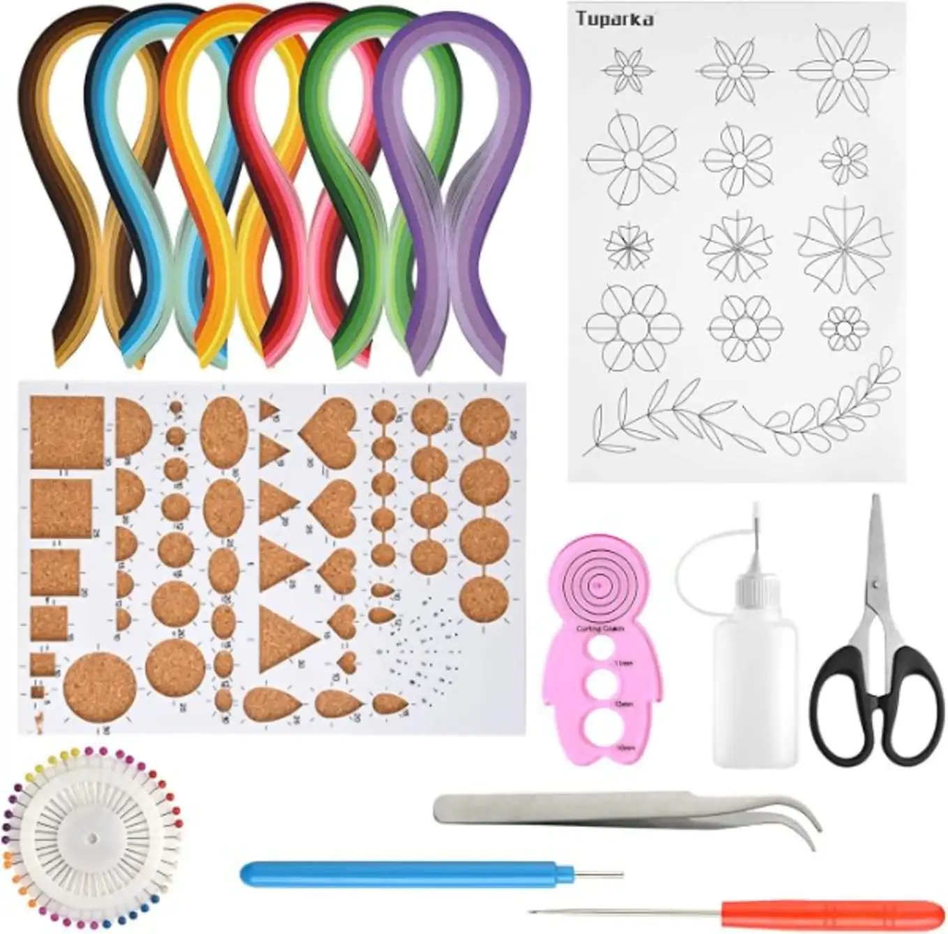 TUPARKA 15 PCS Paper Quilling Kits with 29 Colors 600 Strips Quilling Paper DIY Design Drawing Handcraft Tool