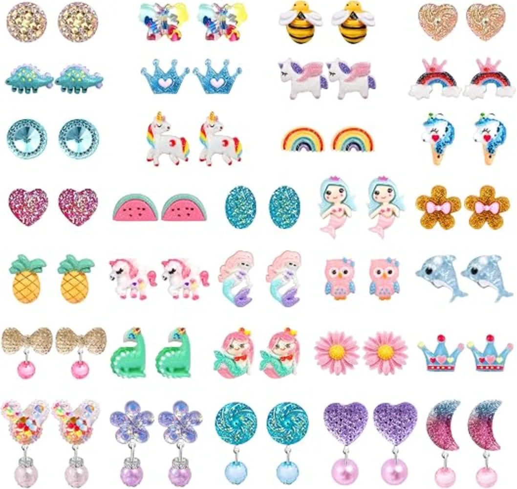 DEVIENG Clip On Earrings Set for Little Girls Cute Non Piercing