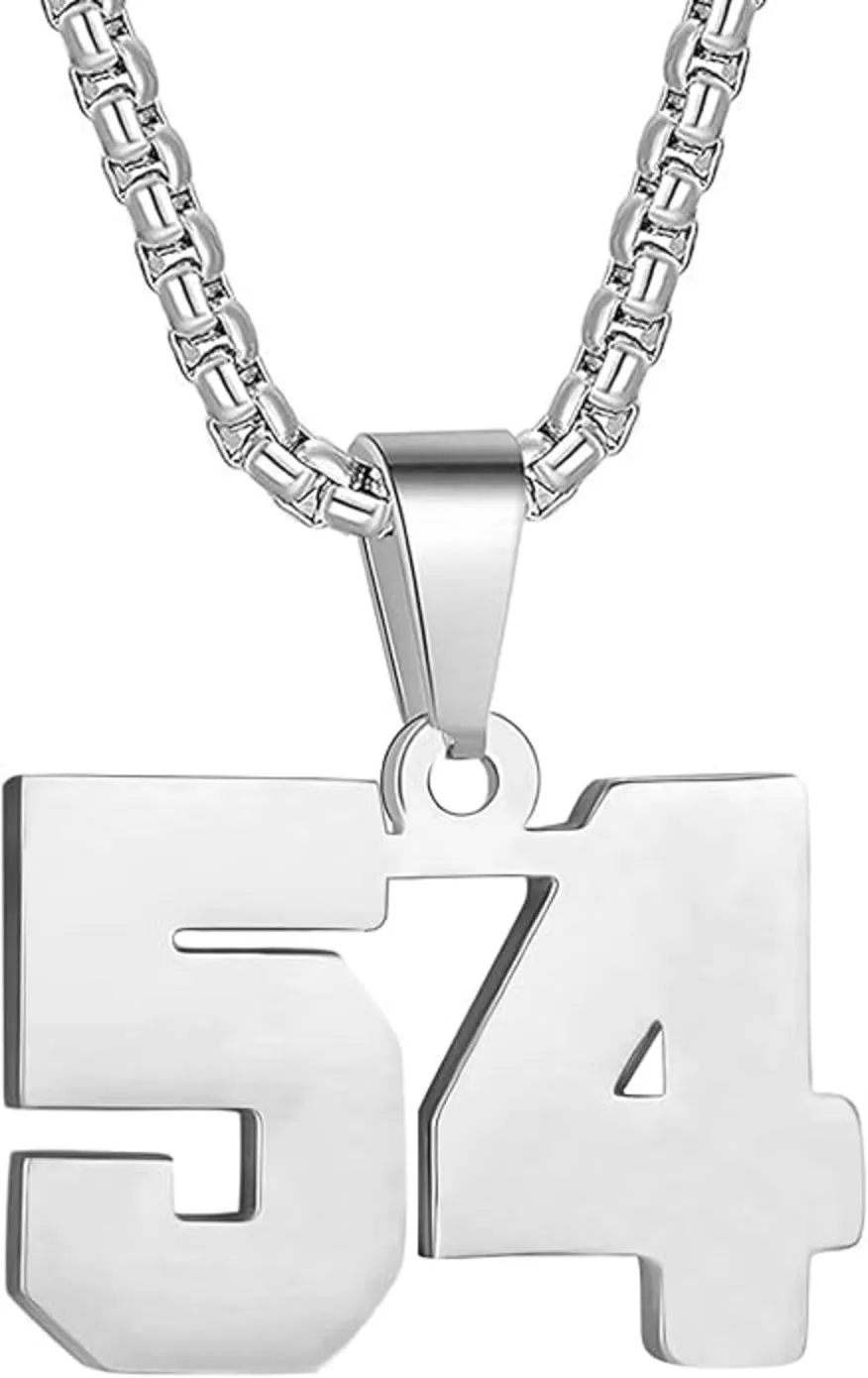 MUERDOU Stainless Steel Athletes Number Necklace Jersey Pendant for Men