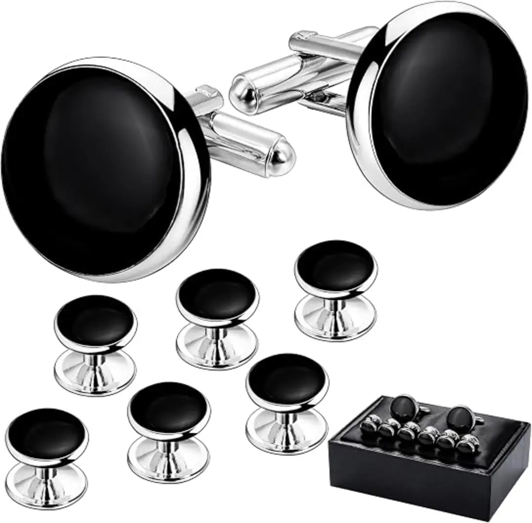 HAWSON Men’s Cufflinks and Tuxedo Studs Set with Gift Box
