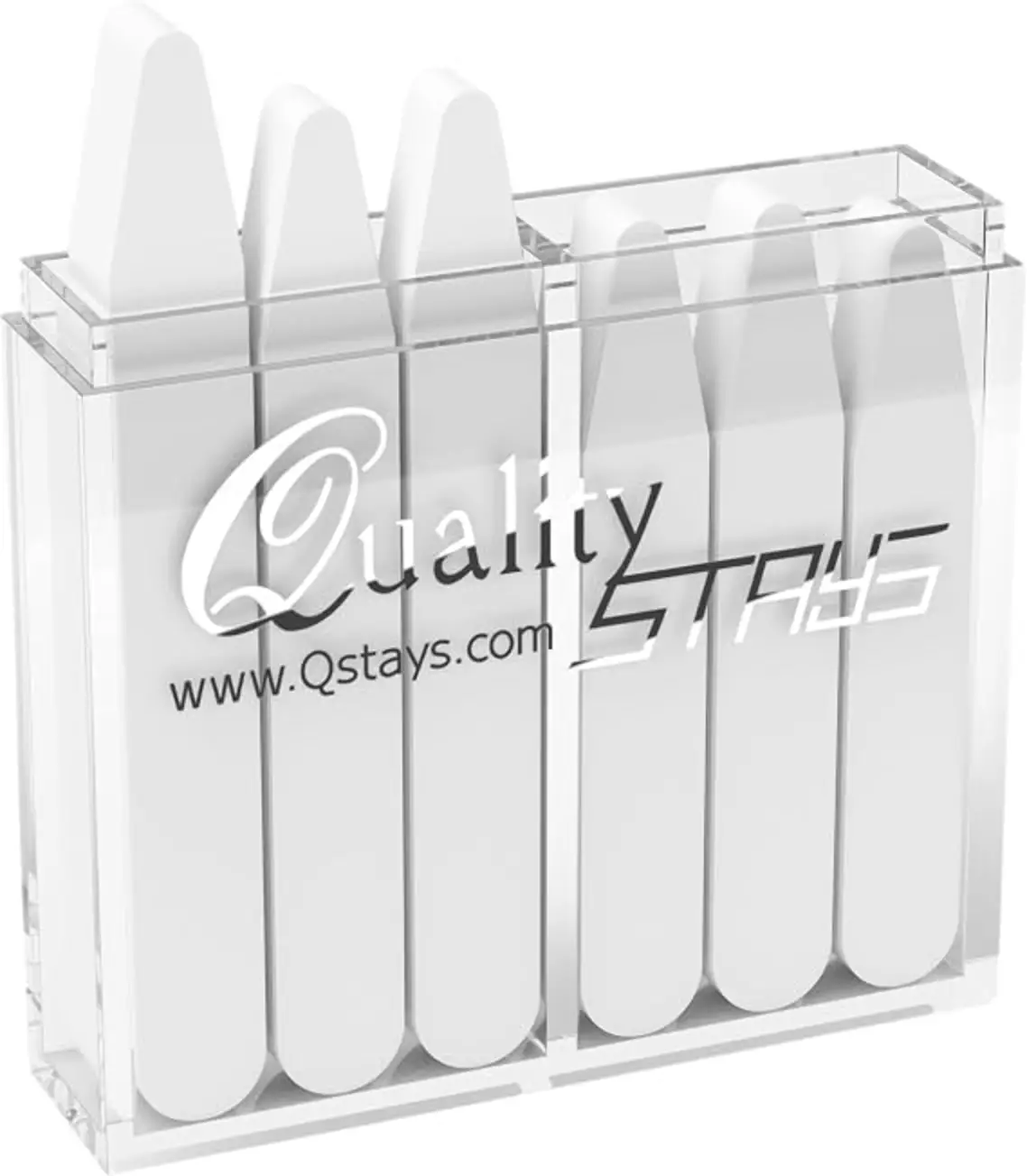 Quality Stays 60 Plastic Collar Stays for Men's Dress Shirts with Holder
