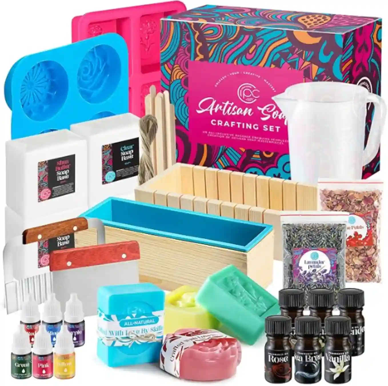 Prime Creations Soap Making Kit with Melt and Pour Base Cutting Box Molds and Fragrances