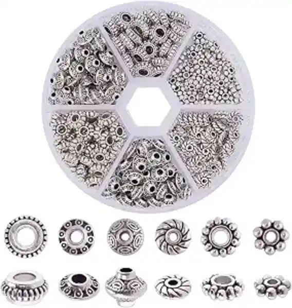 PH PandaHall 300pcs Antique Silver Tibetan Metal Alloy Spacer Beads for Jewelry Making