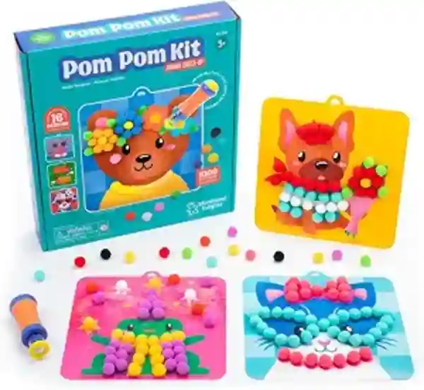 Educational Insights Pom Pom Kit Animal Dress Up Craft Set