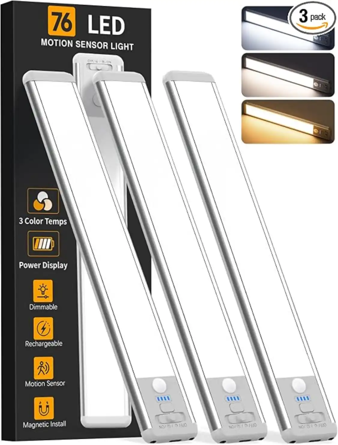 ZioeYiue Under Cabinet Lighting Wireless 10inch Motion Sensor Light 3Pack