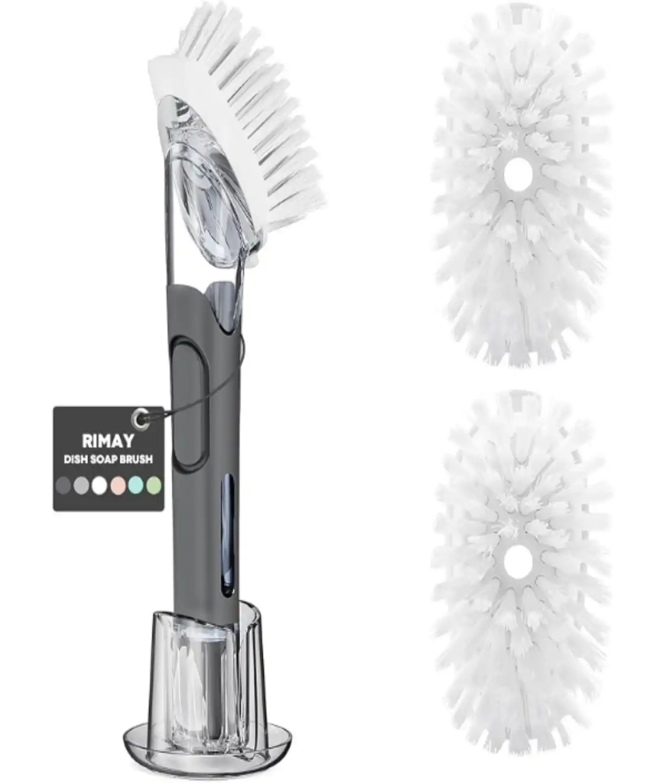 RIMAY Soap Dispensing Dish Brush Set with 2 Refills and Storage Holder