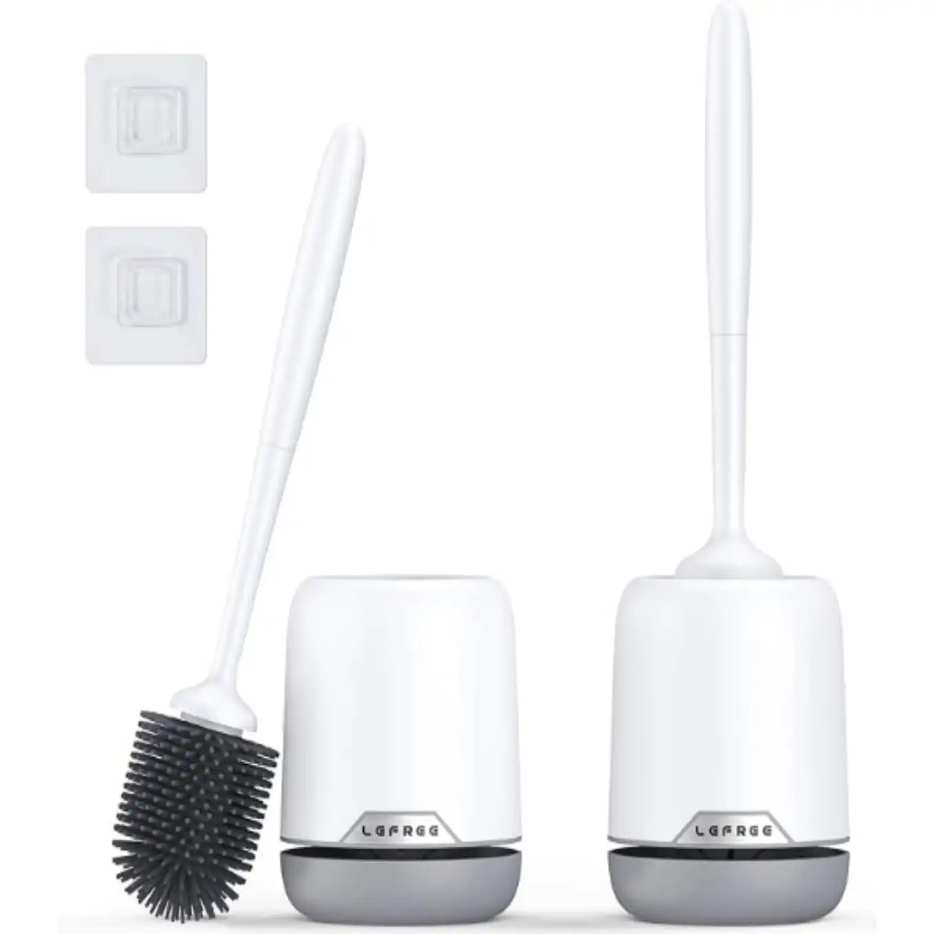 Lefree 2 Pack Silicone Toilet Bowl Brush and Holder Set