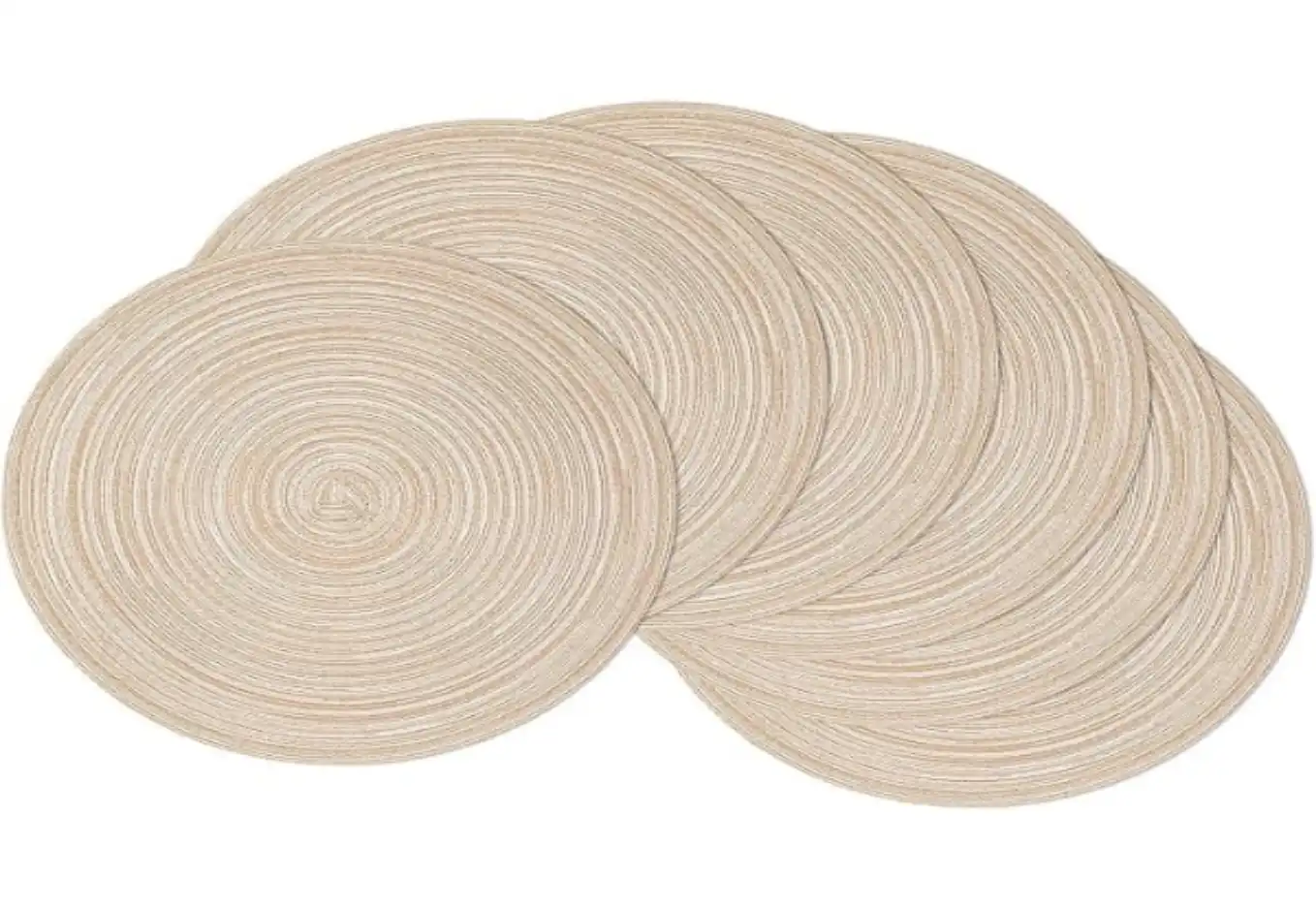 SHACOS 15 Inch Round Placemats Set of 6 Cotton Polyester Woven Braided Circle Table Mats