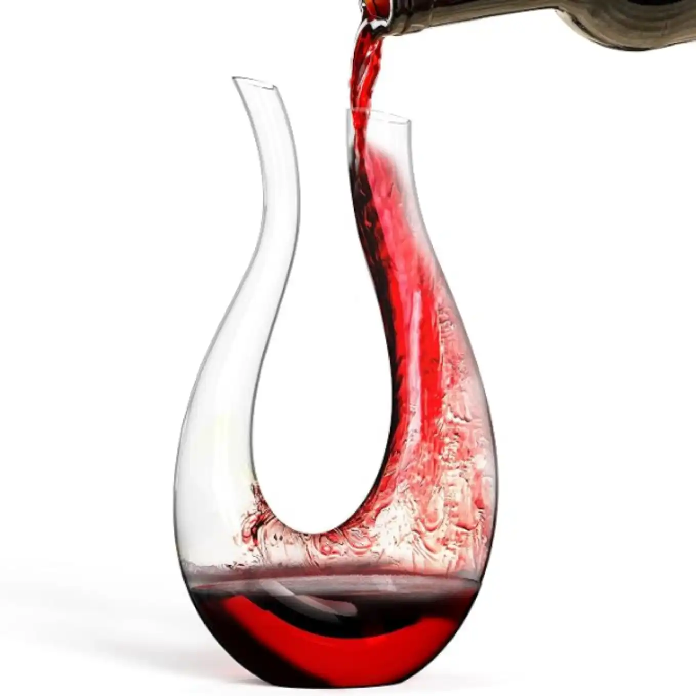 Hand-Blown Lead-Free Crystal Glass Wine Decanter 750 ml Swan-Neck U-Shape Aerator
