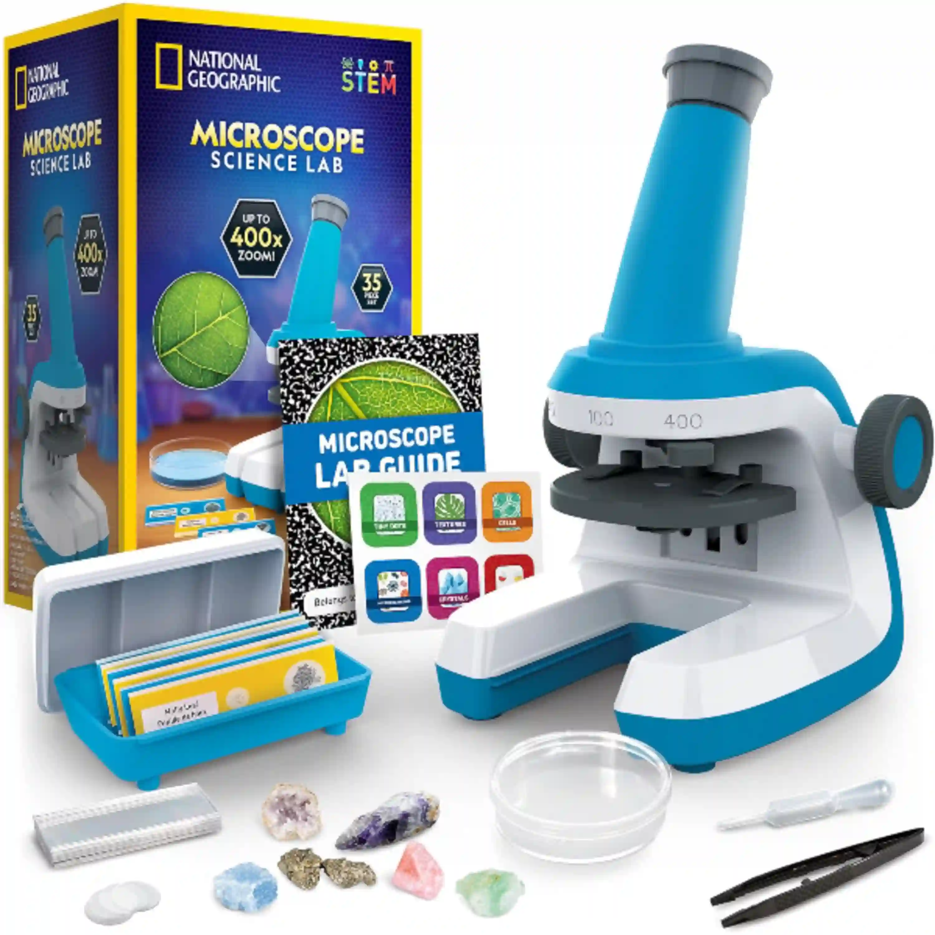 National Geographic Kids Microscope Kit Up to 400x Magnification STEM Toy