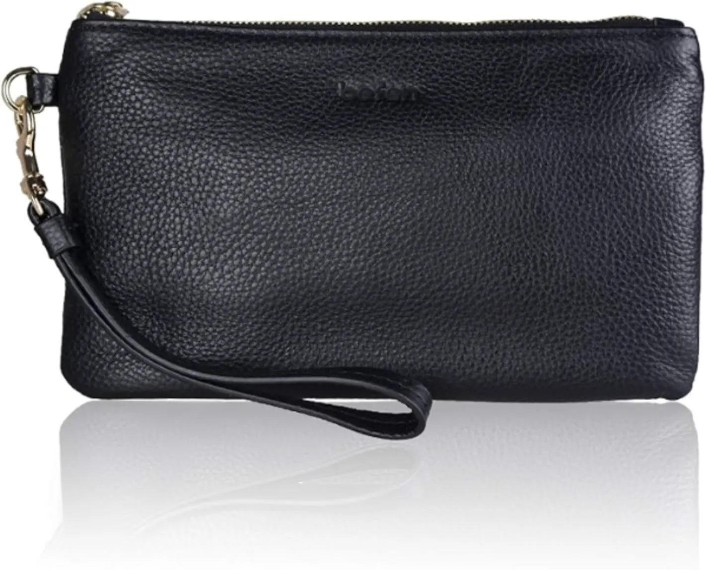befen Genuine Leather Wristlet Clutch RFID Blocking Bag Cell Phone Purse for Women with Card Slots Black